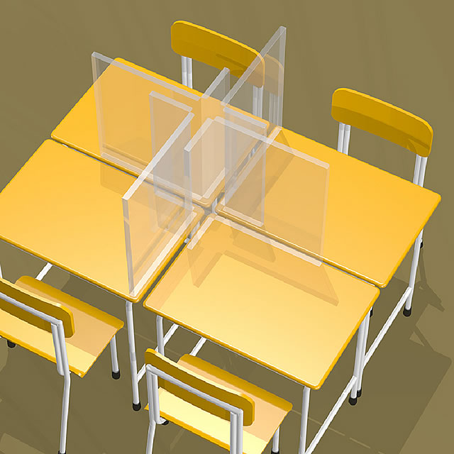 飛沫防止シート 簡易仕切りタイプ 教室での使用イメージ（2）
